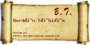 Bordán Tóbiás névjegykártya